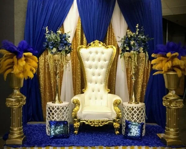 High Back Royal Chair Gold Trim